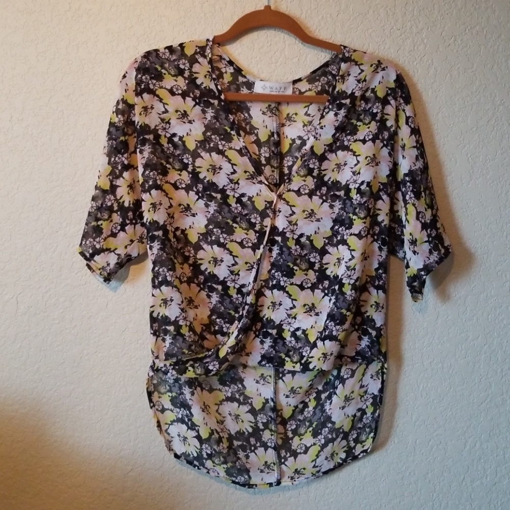 Sheer hi-low blouse